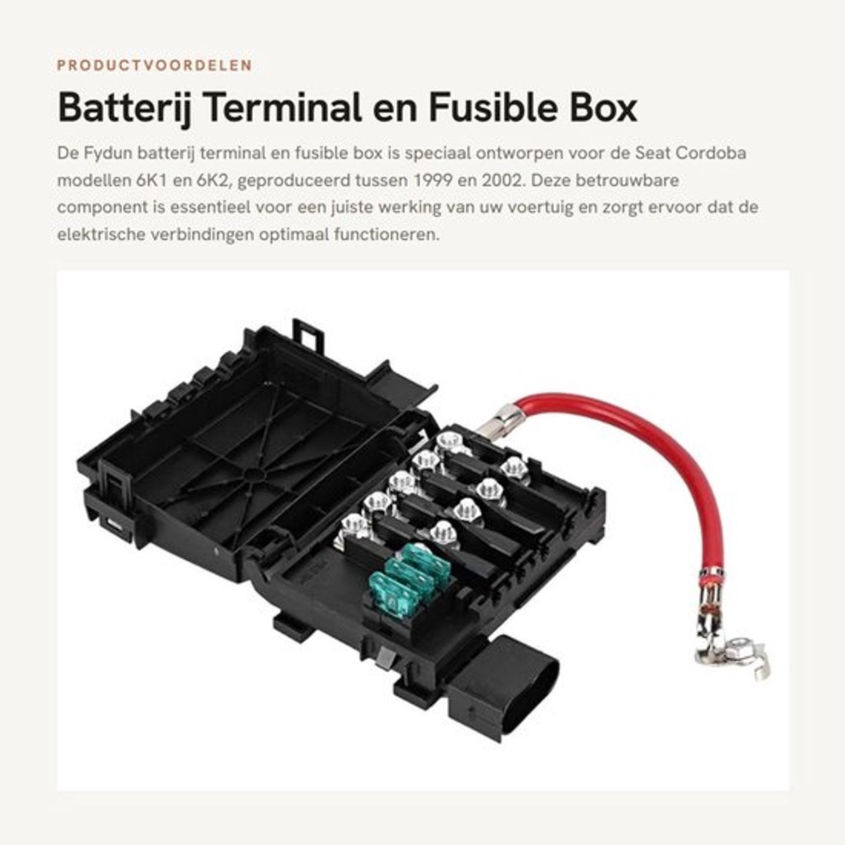 Batterij Terminal en Fusible Box - Kwaliteits ABS Materiaal - Geschikt voor Cordoba 6K1 6K2 - Betrouwbaarheid en Duurzaamheid - Auto Acce...