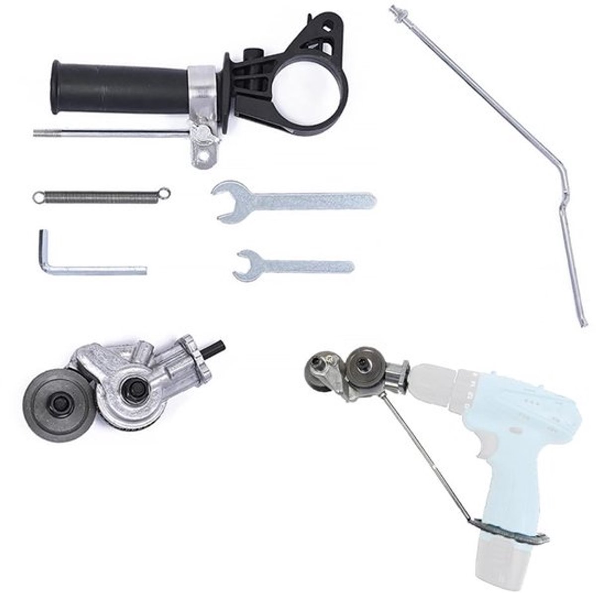 Plaatsnijder Adapter voor Elektrische Boor - Metalen Shear Head voor IJzer Snijden - Duurzaam en Sterk - Geschikt voor 1500-3000 RPM - Id...