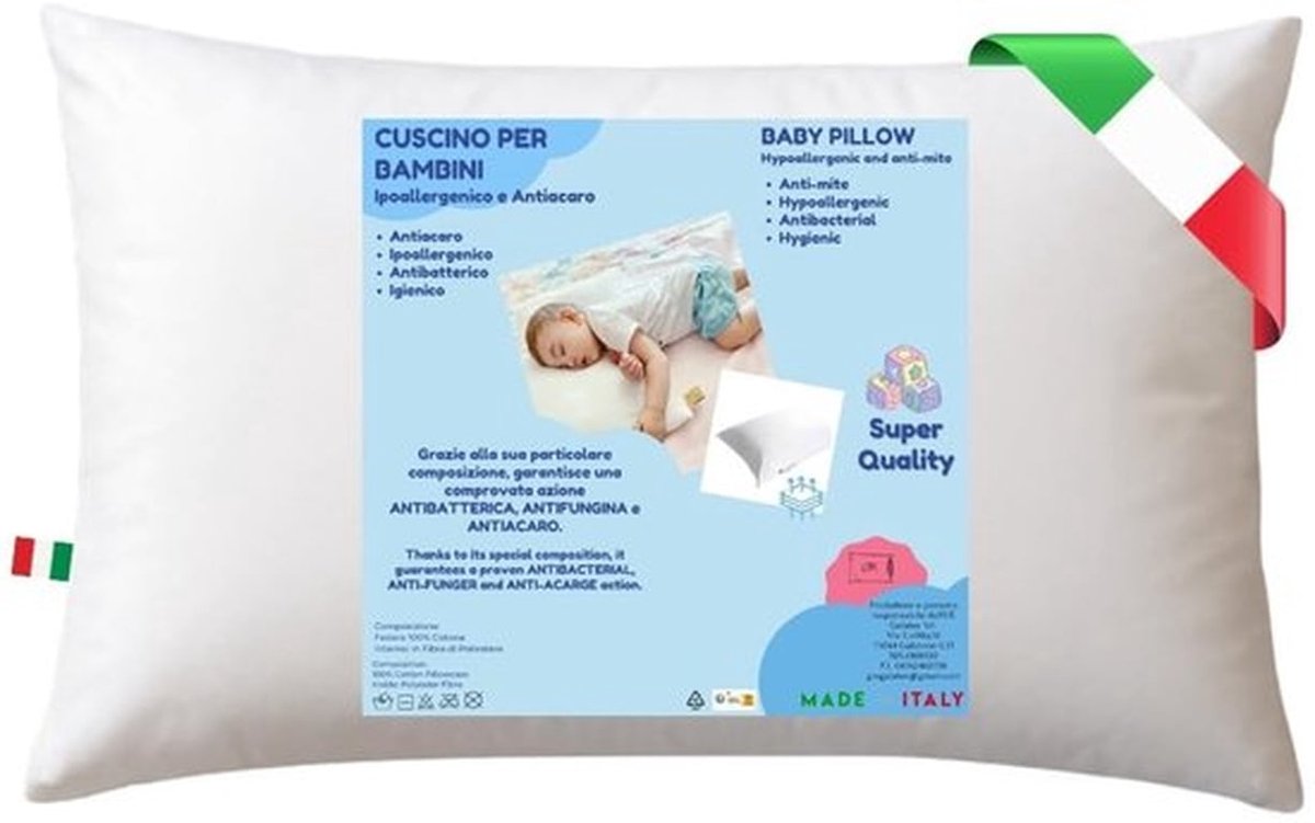 Kussen 30 x 50 cm - Hypoallergeen - Ergonomisch - Mijtdicht - Voor kinderbed - Zacht en wasbaar - Baby Kussen