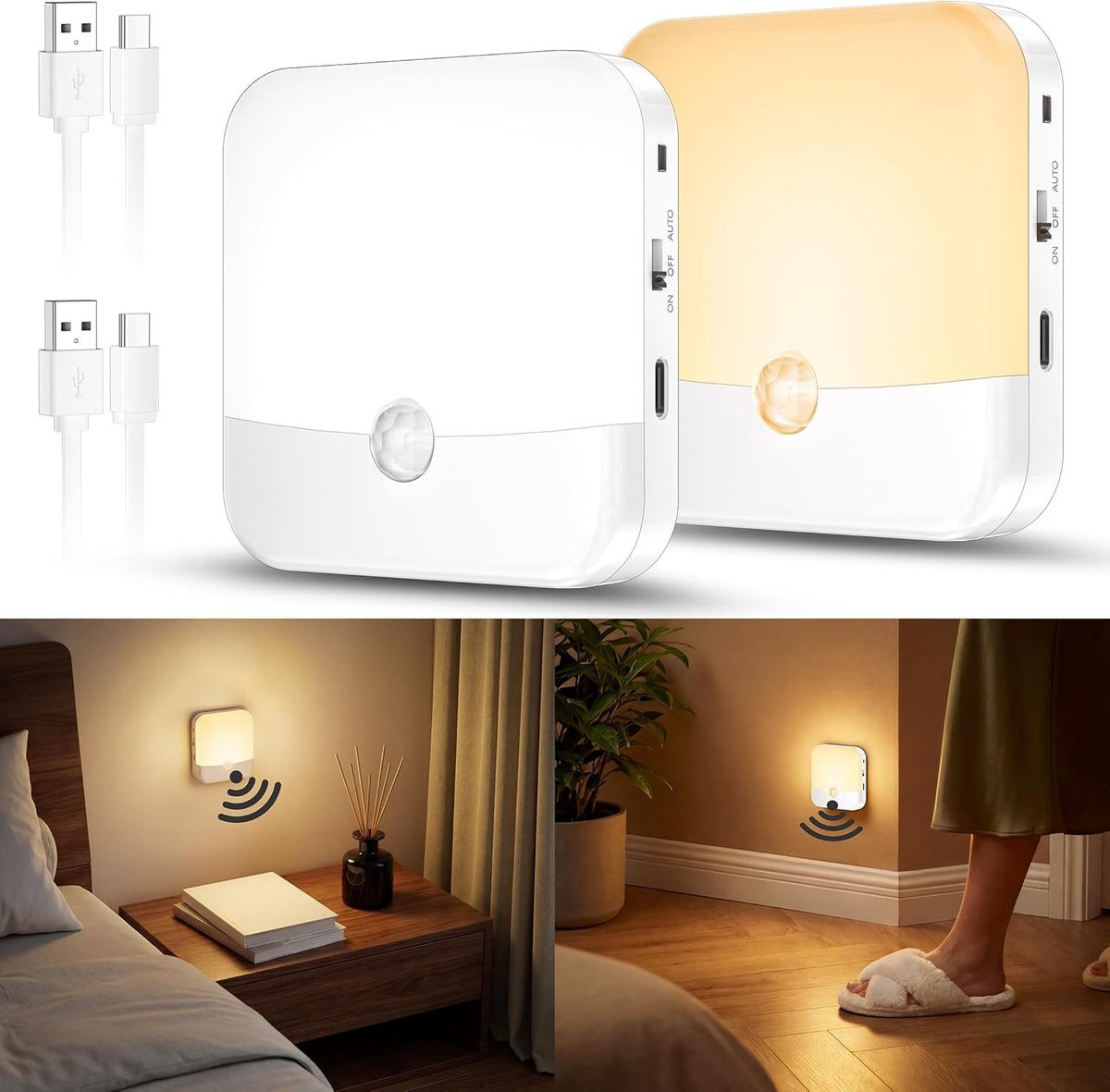 Onderkastlampen met bewegingsmelder - Dimbaar - 3 lichtkleuren - Draadloos nachtlampje voor slaapkamer - ShopVlot