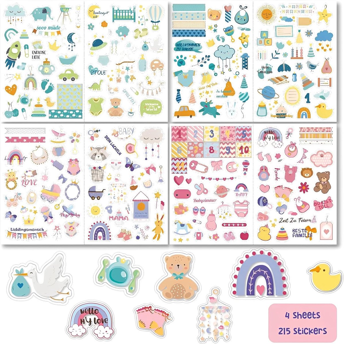 Stickers voor kinderen 4 stuks - transparant PVC - voor fotoalbums - ideaal voor scrapbooking - SnelShoppen