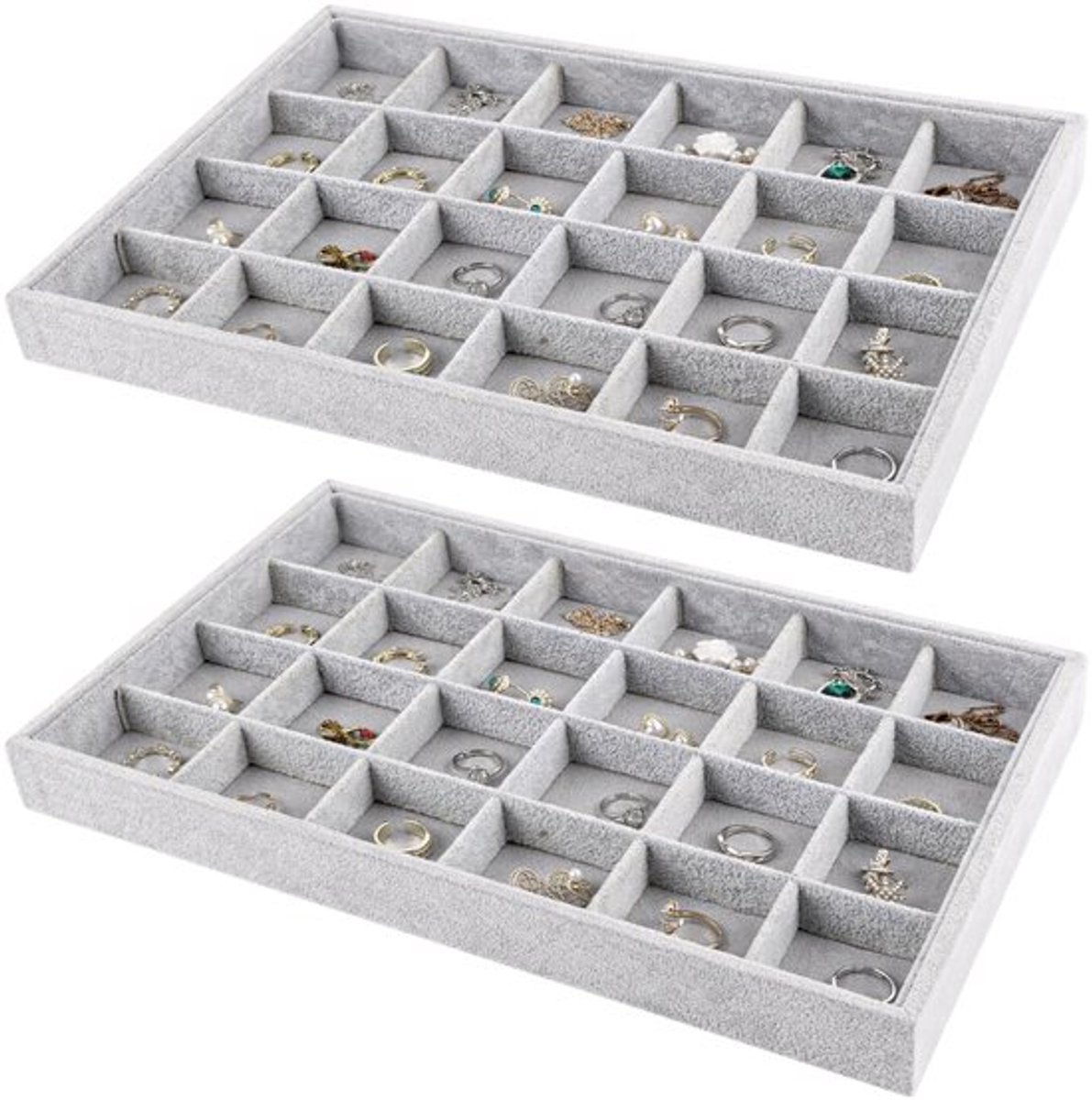 - Sieraden Organizer - 2 Stuks - Praktische Opbergoplossing - Grijs - Juwelen Bewaren - Ideaal voor Vrouwen - Compact en Stijlvol