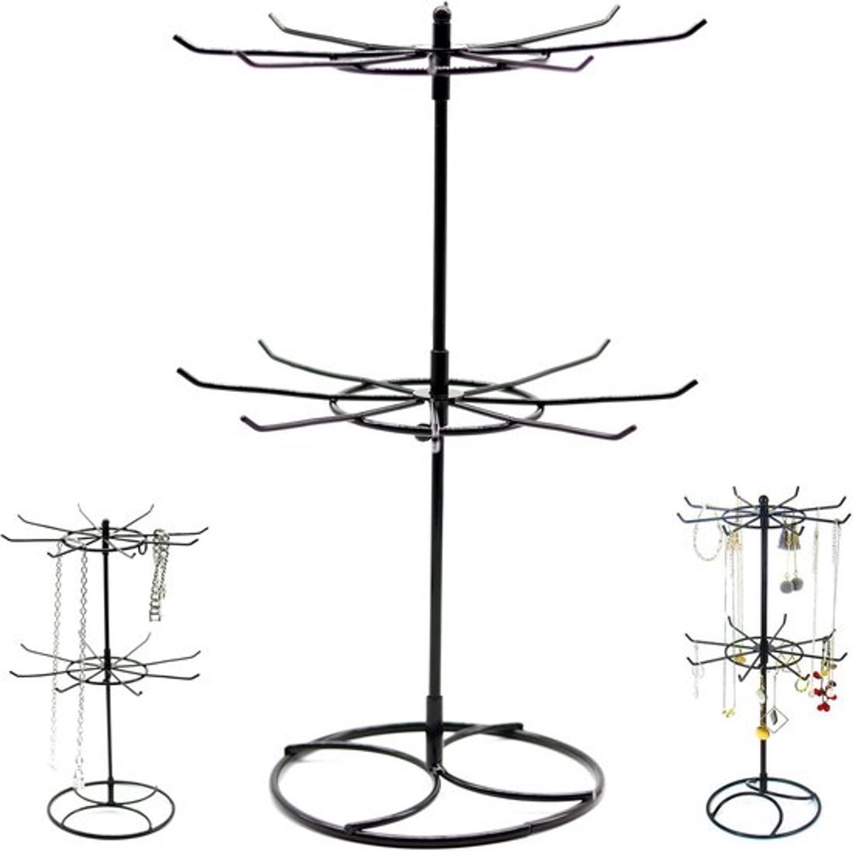 SnelShoppen - 2-laags Sieradenhouder met 16 Haken, Rotatable Juweelstandaard voor Kettingen, Armbanden en Ringen, Perfect voor Organisatie en Decorati