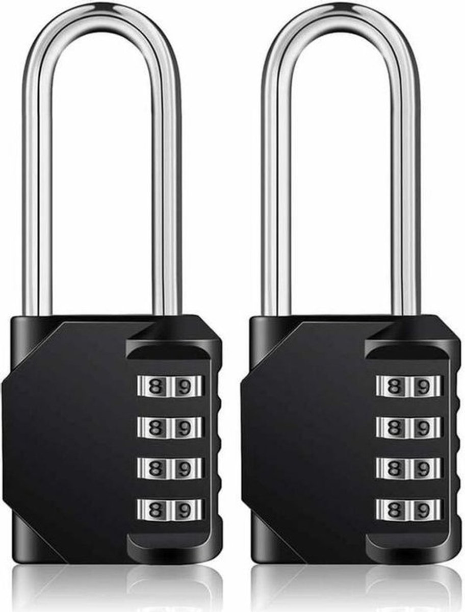 Viercijferig combinatieslot – waterdicht hangslot, geschikt geschikt voor kluisjes in de sportschool, buitenkasten en hekken, twee kluisjes per verpakking, veelzijdig.