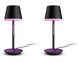 Philips Hue Go met 2 Tafellamp (Zwart) - Wit en Gekleurd Licht - Hue White and Color Ambiance