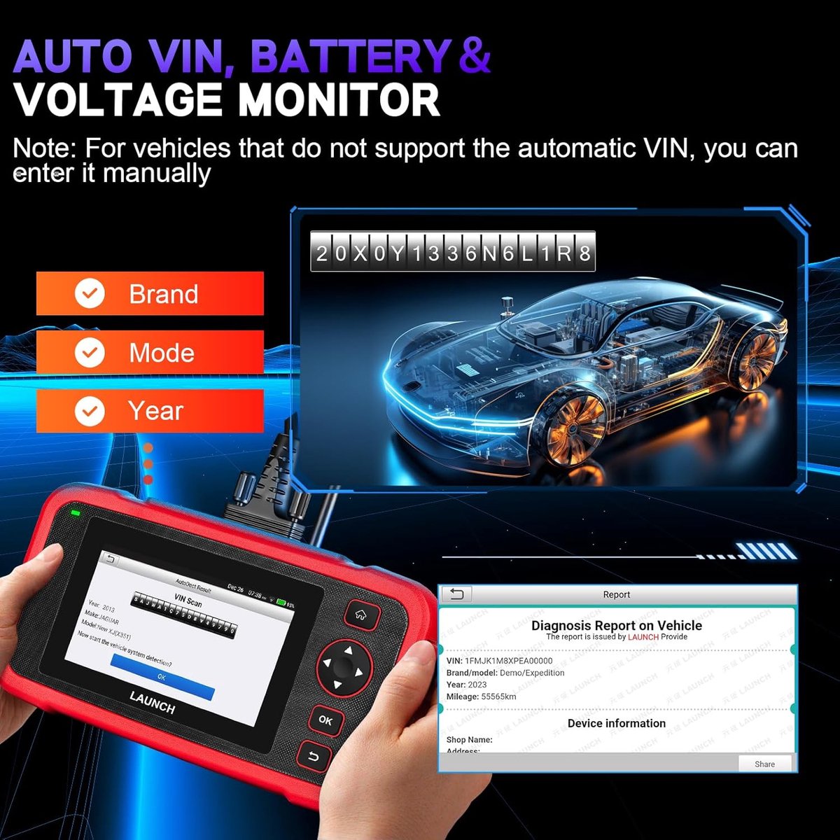 OBD2 Scanner - OBD - Uitleesapparatuur Auto - Diagnosecomputer - Storing Verwijderen - Auto Accessoires - Auto Uitlezen - 12 Reset Services - Systeem Scanner - 5" Touchscreen thumbnail 3
