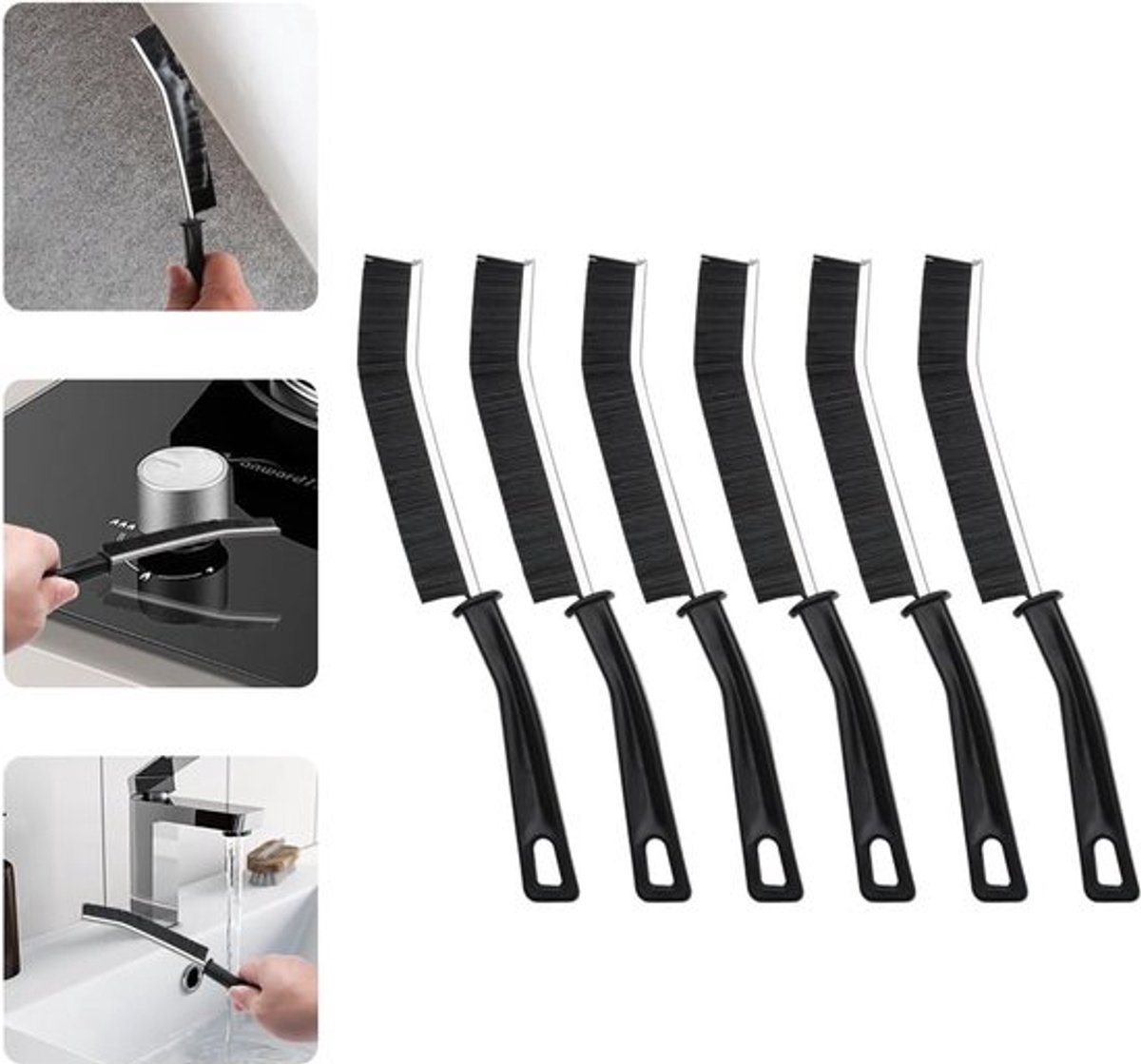 Efficiënte Set van 6 Hoek- en Voegenreinigingsborstels voor Badkamer en Keuken