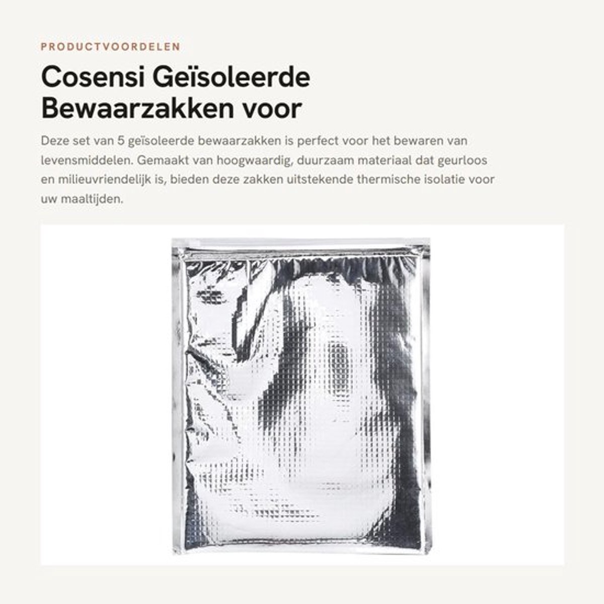 Bewaarzakken 25 x 30 cm - Geïsoleerde Zakken - Thermische Isolatie - Duurzaam Materiaal - 3 Stuks - Ritsluiting - Koeltassen