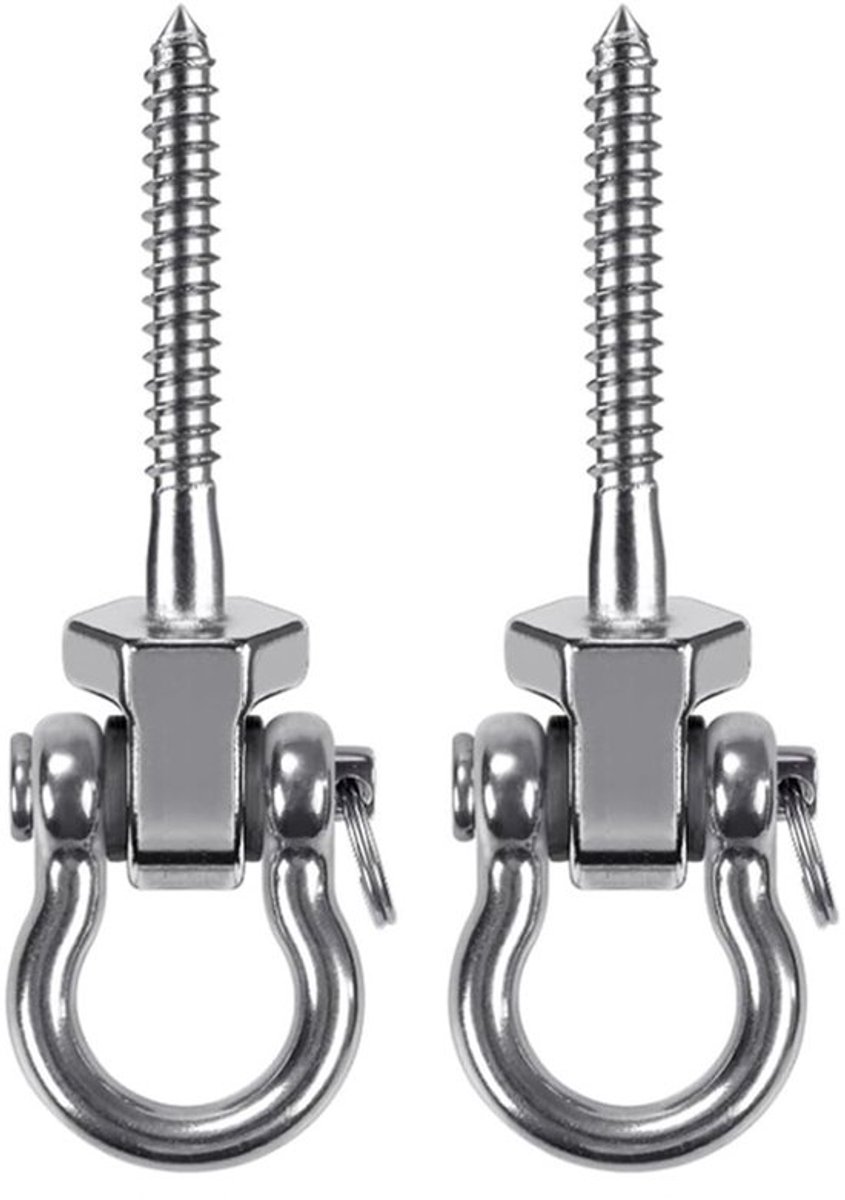 Schommelhaken 2 stuks - Robuuste 304 Roestvrij Stalen Schommelhanger - Voor Schommels/Yogahangmatten - Geschikt voor Binnen/Buiten - Inclusief Lagers