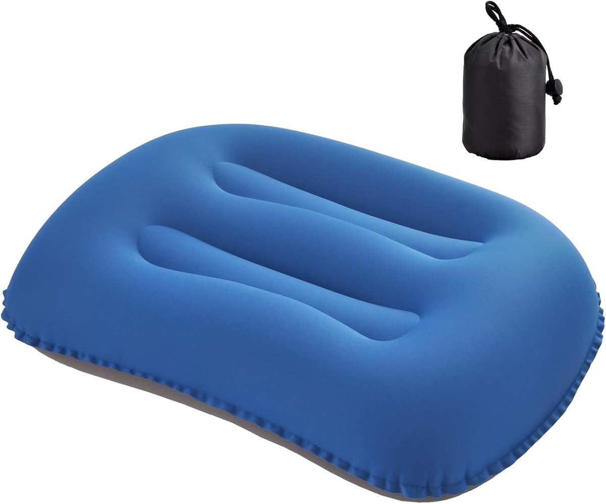 SnelShoppen - Opblaasbaar Campingkussen 80g, Ultralicht Reis Kussen, Opblaasbaar Strandkussen, Lucht Kussen voor Buiten Wandelen, 46 x 30 cm, Blauw