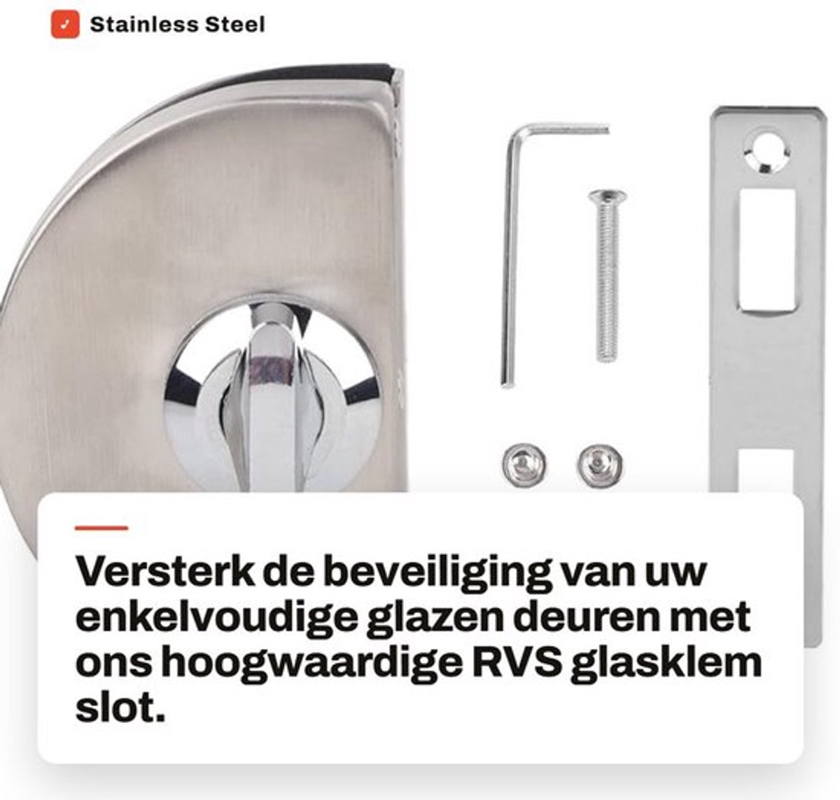 Glazen Slot Hoge Prestaties - RVS - Antidiefstal - Geen Boren - Duurzaam - Langdurige Betrouwbaarheid - Glazen Deurslot