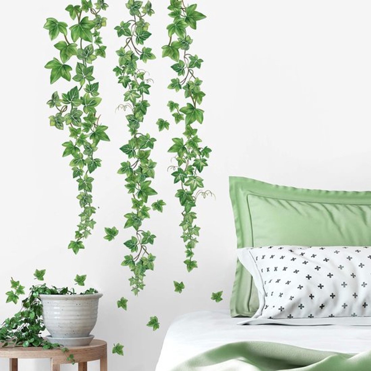 Wandstickers - Groene Klimop Bladeren - Decoratie voor Woonkamer en Slaapkamer - Removable - Waterproof - Muurdecoratie - Geschikt voor G...