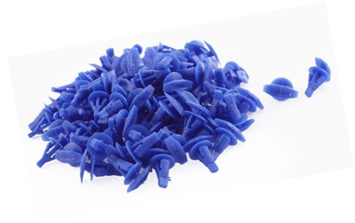 Deurbekleding Clips 100 Stuks - Kunststof Bevestigingsclips - Klinknagels - 8 mm Montagegat - Blauw - Geschikt voor Auto's