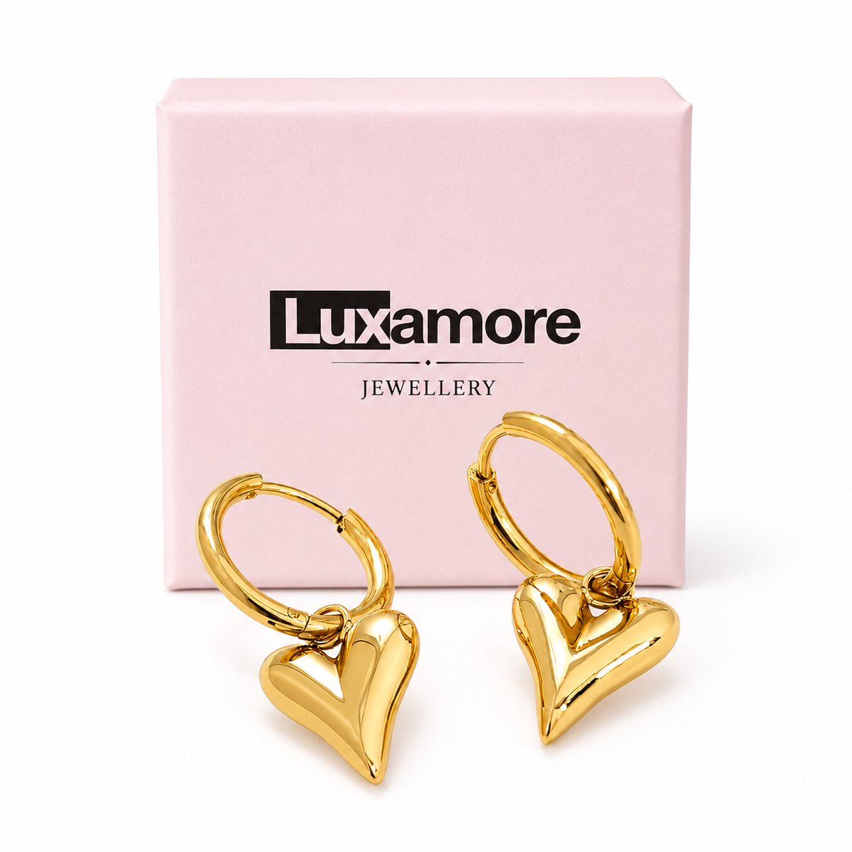 Luxamore® Oorbellen Dames Goudkleurig – Premium Stainless Steel Oorringen – Oorbellen met Hartje – Dames Sieraden – Cadeau voor Vrouwen