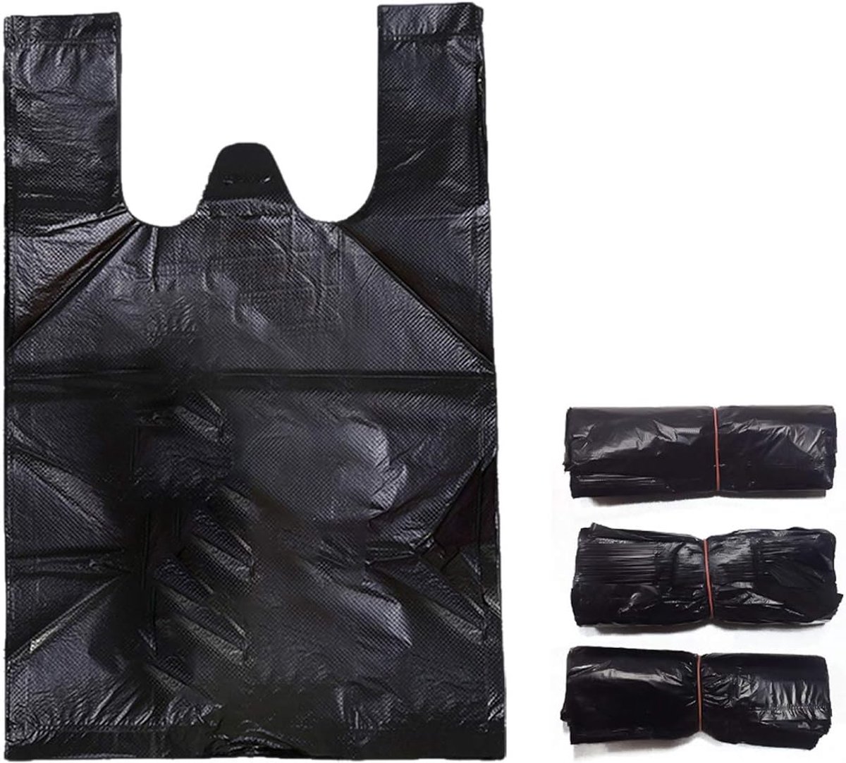SnelShoppen - 300Pcs Zwarte Afvalzakken voor Sanitaire Verwerking - Kleine Vuilniszakken met Handvatten voor Badkamer en Keuken - 18x26 cm - Ideaal vo