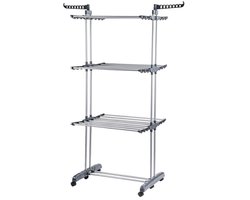 Vonia Droogtoren - Droogrek - Wasrek - Wastoren - 3 Lagen - Inklapbaar - 72x50x172 cm -Grijs