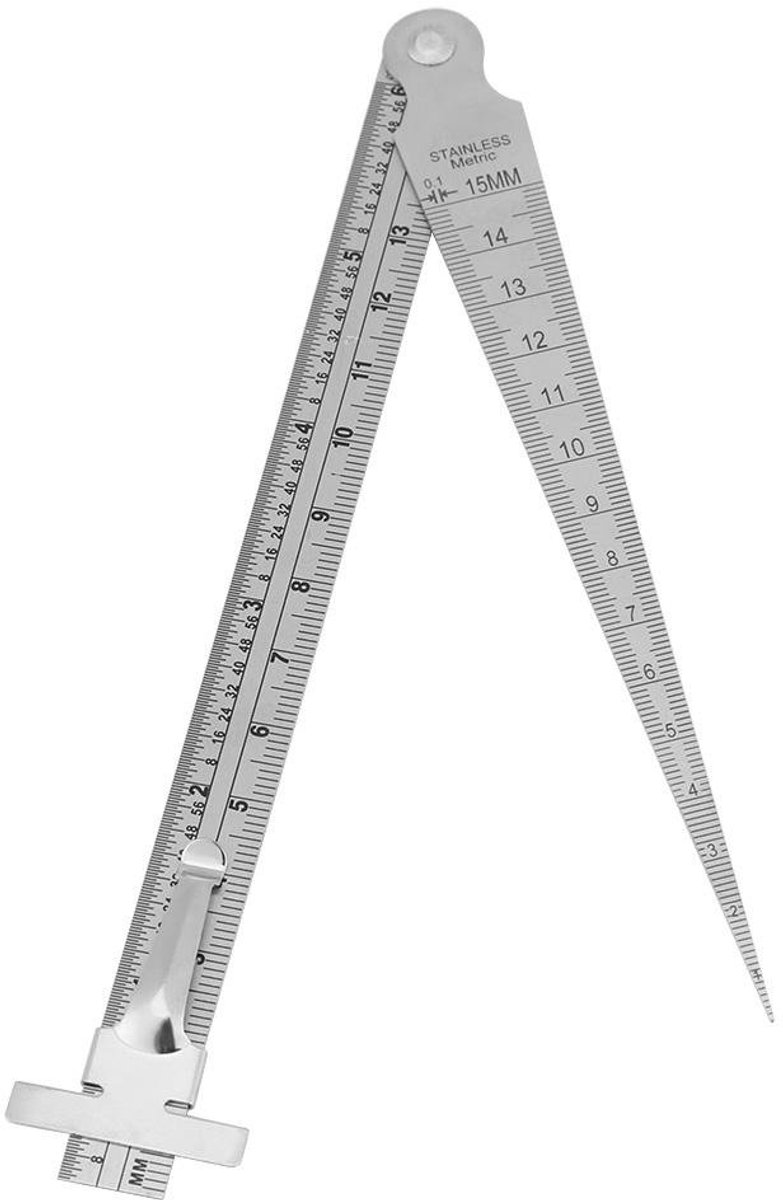 SnelShoppen - Taper Gap Stalen Dieptemeter & Liniaal Meetgereedschap - Roestvrij Staal, Precisie, Draagbaar, Voor Professioneel Gebruik, Met Dieptemet
