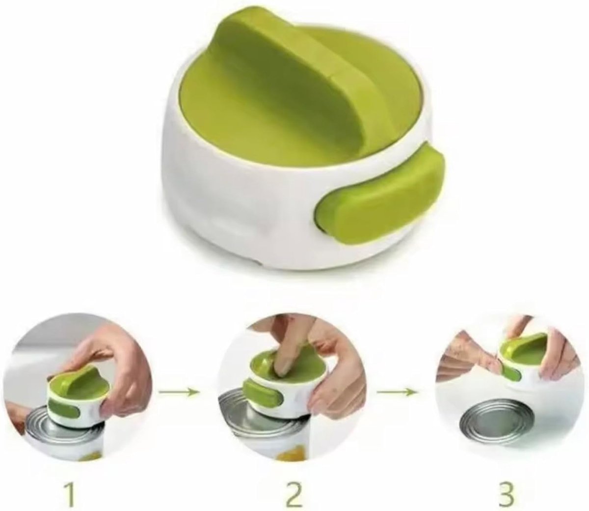 Blikopener met ergonomische handgreep – de makkelijke manier om elk blik te openen: roestvrijstalen mes, gladde rand, draait soepel.