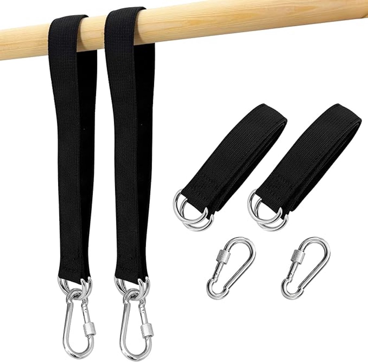 Schommeltouwen - Schommel bevestigingsset - schommelstandaard - schommelaccessoires - tuinbevestiging - stevig - duurzaam - Hangmatstandaard - geschikt voor outdoor camping, hangmat, schommel - 2 stuks - zwart