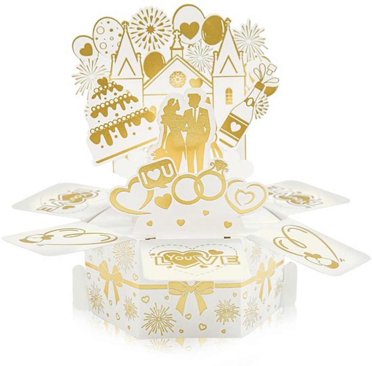 Trouwkaart 3D Pop-up - Wenskaart Huwelijk - Trouwkaars - Felicitatie - Verlovingsceremonie - Premium Papier - Verlovingskaart