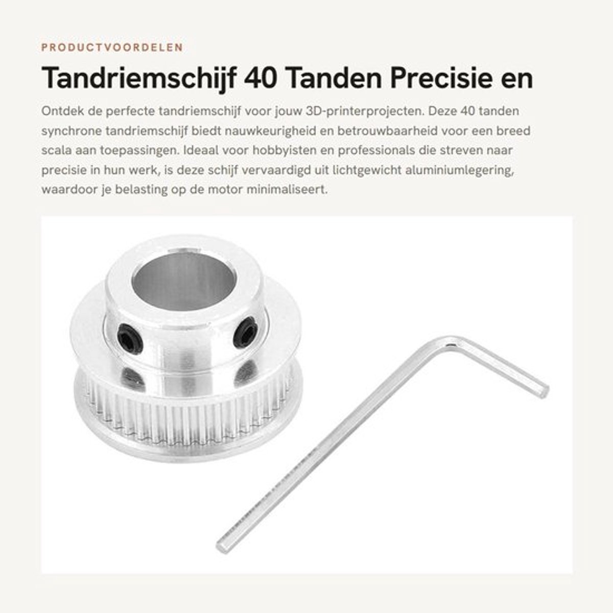 Tandriemschijf 40 Tanden - Aluminiumlegering - Synchrone Katrol - 6 mm Brede Distributieriem - 3D-printeronderdelen - Eenvoudige Installatie - Distributiepoelie