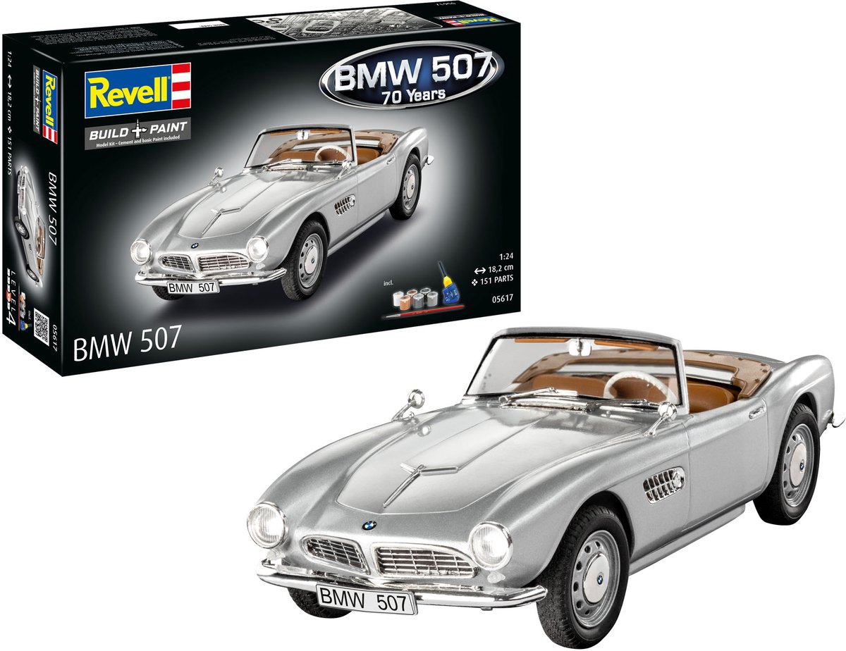 Revell Modelbouwpakket Auto - 05617 BMW 507 Cabrio - 70 Years - Duitse Auto - Geschenkset Plastic - 1:24 - Modelbouw