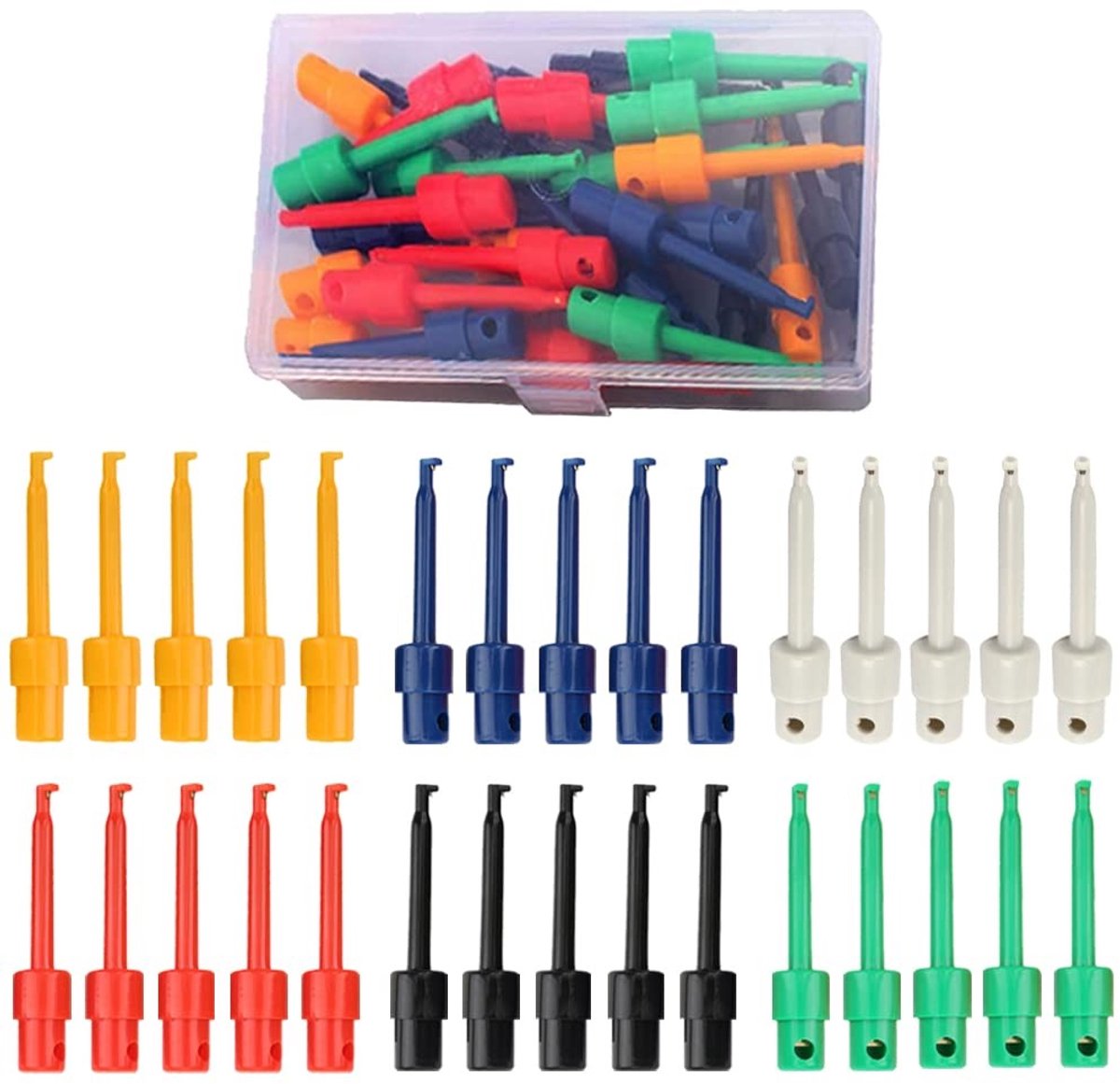 Kleurige Test Haakclips voor Multimeter - 30 Stuks, Perfect voor het Testen van Elektronische Componenten en Circuitverbindingen