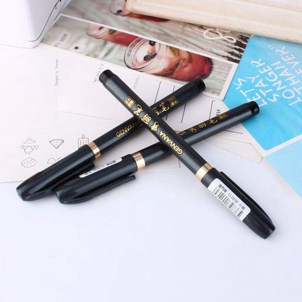 Kalligrafie Pennen 3 Stuks - Chinese/Japanse Borstel Inkt Pen - Schrijf/teken Gereedschap - Duurzaam - Maten L/M/S - Geschikt voor Kalligrafie - Schrijfpen