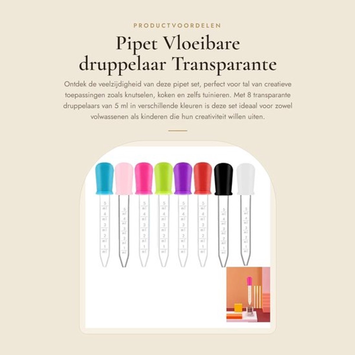 Pipet Set 8 Stuks - 5 ml - Transparante Druppelaar - Siliconen Druppelaars - Multifunction