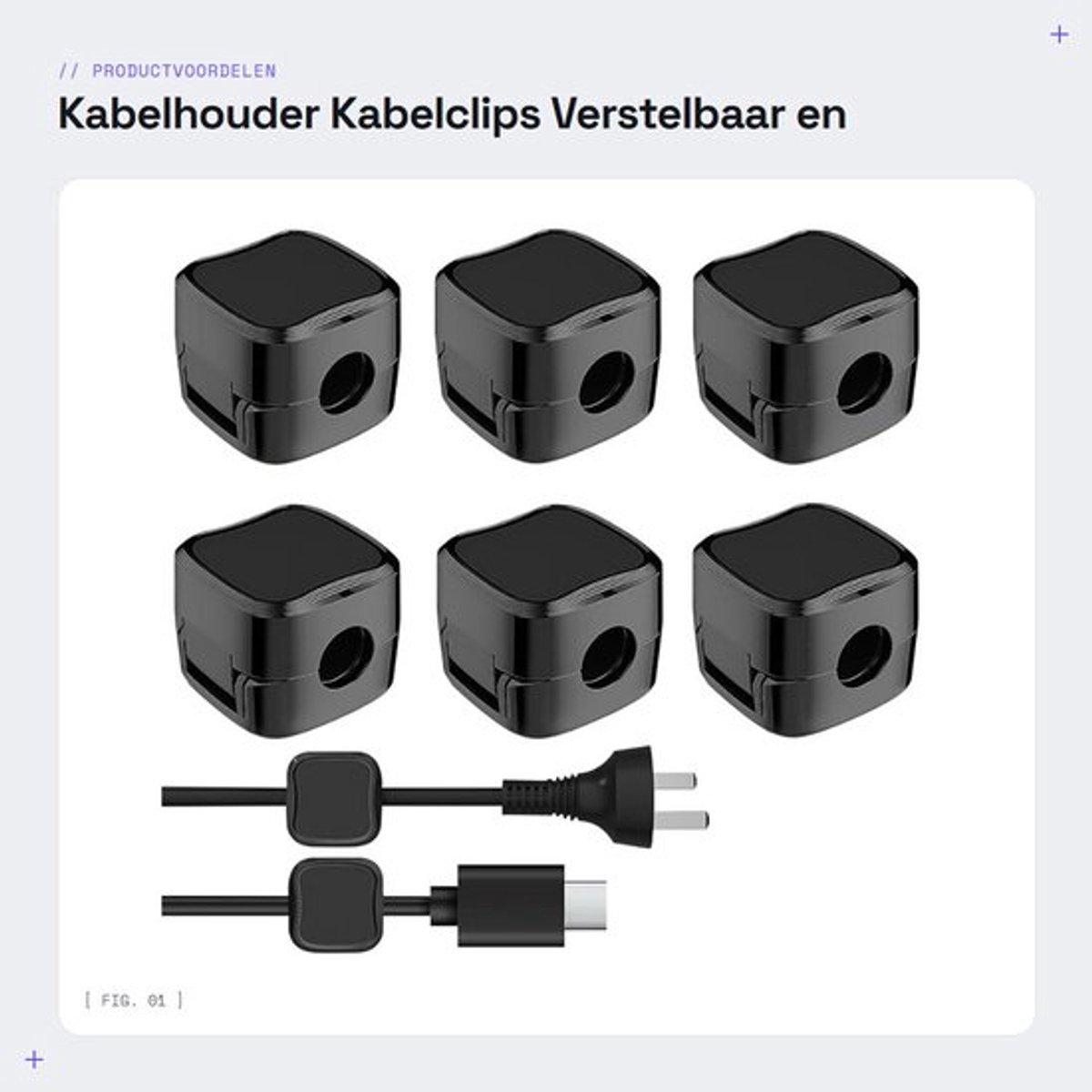 Kabelhouder - Kabelclips - Verstelbaar en zelfklevend - 6 stuks - Kabelbeheer voor bureau en keuken - Geschikt voor USB C en HDMI-kabels