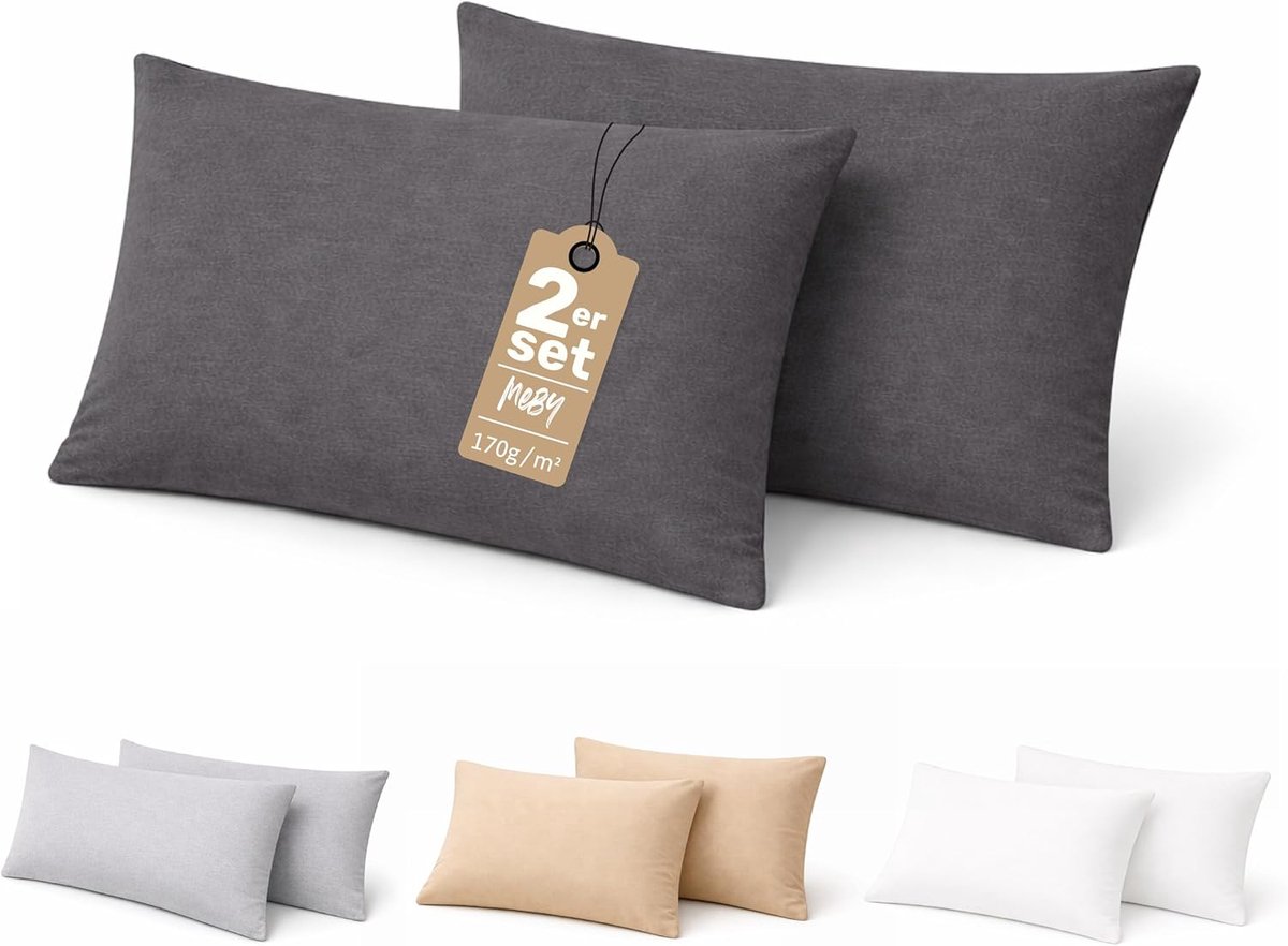 SnelShoppen - Cushion Covers Set van 2 - 100% Jersey Katoen, Ultra Zacht & Ademend, 170 g/