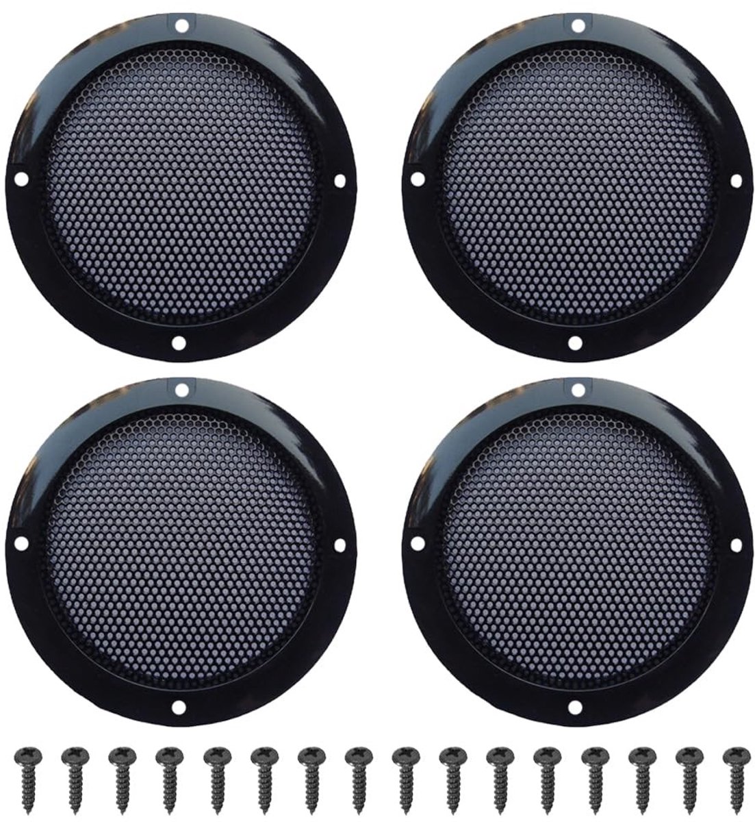 Speaker Grills Cover voor 4 Inch Luidsprekers, Stalen Netafdekking, Vervangende Metaal Gaas Grille met Schroeven (4 Stuks) voor Verbeterde Geluidskwaliteit en Bescherming