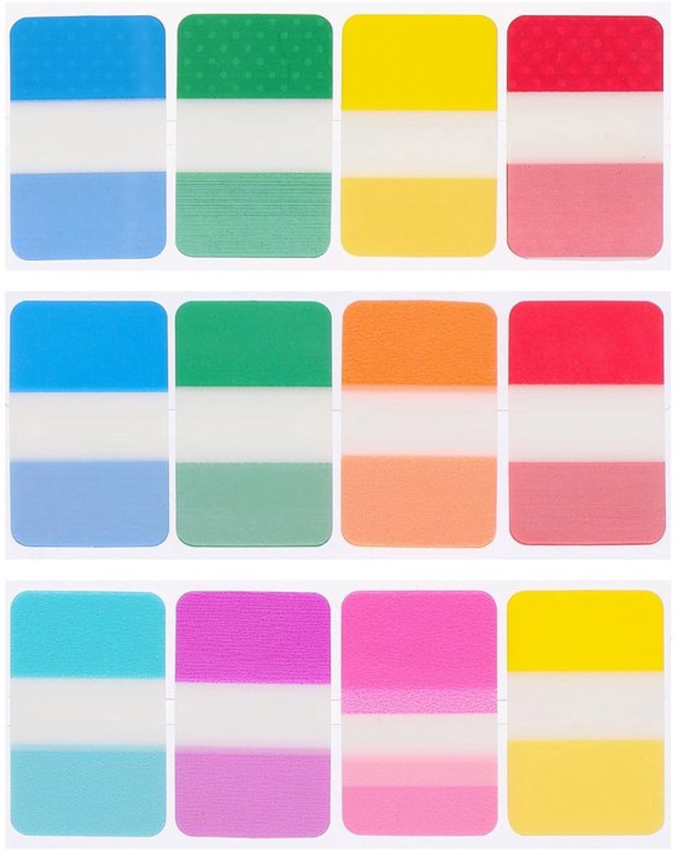 Plakband 240 stuks - Zelfklevende Strips - Biaxiaal Georiënteerde Polypropyleenfolie - 12 Kleuren - 4 x 2,5 cm - Geschikt voor Notities en Documenten - Indextabs