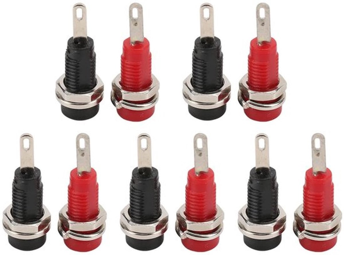 2mm Banaanstekkers voor Paneelmontage - Set van 10