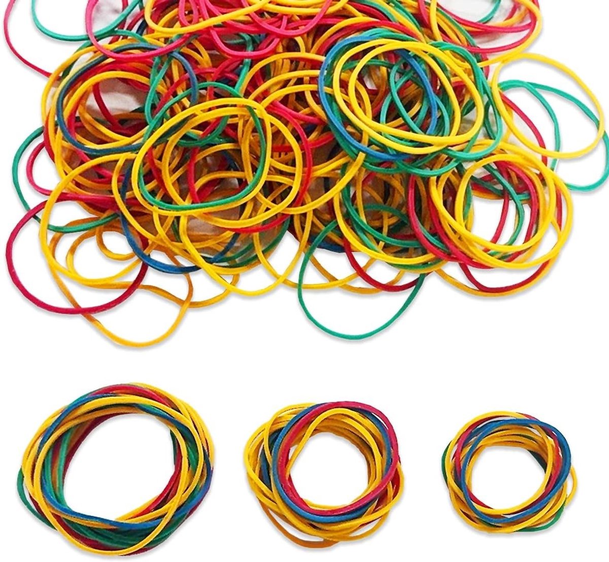 Kleurrijke Rubber Ringen in 1000 Stuks voor Thuis, Kantoor en School - Beschikbaar in Diverse Maten en Diameters van 25 mm, 38 mm en 50 mm