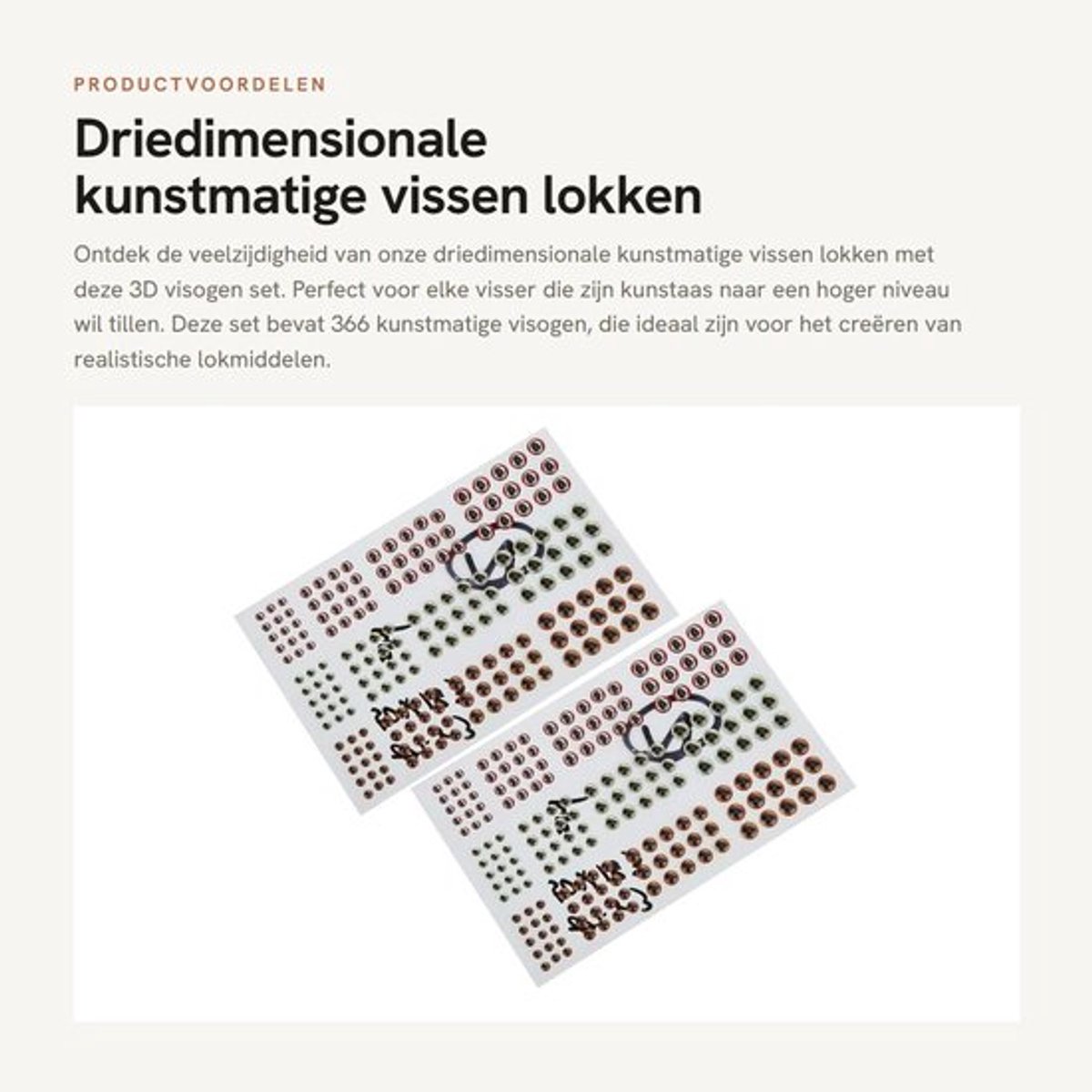 Visogen Set - 366 Kunststof Kunstaas Ogen - 3D Driedimensionaal - Vissen Lokken Aas - Gemakkelijk te Gebruiken - Lichtgewicht