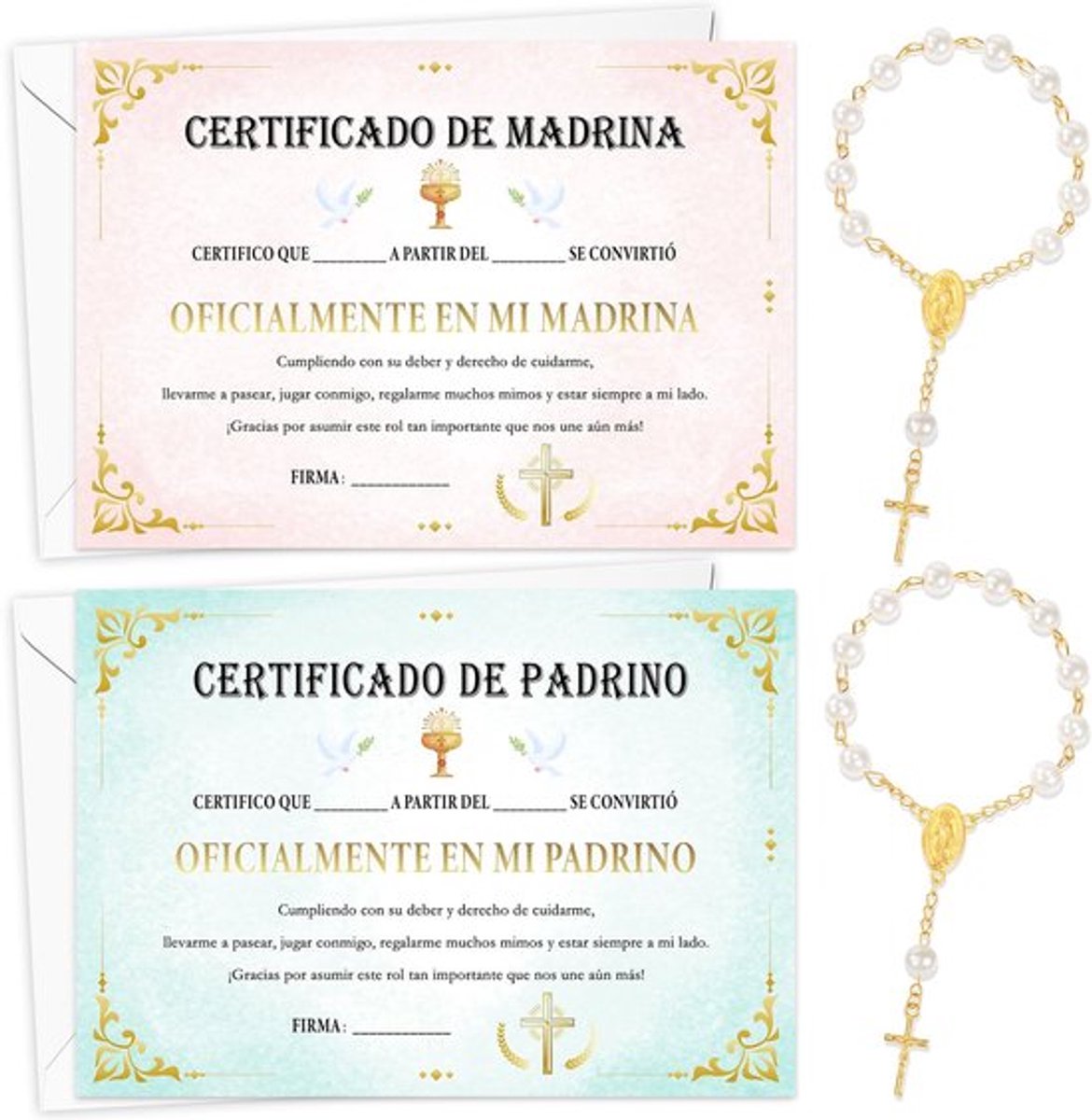 Certificaat 2 Stuks - Peetmoeder/Peetvader - Enveloppen - Origineel Cadeau - Doopgeschenk - Peetouders - Doopcertificaat