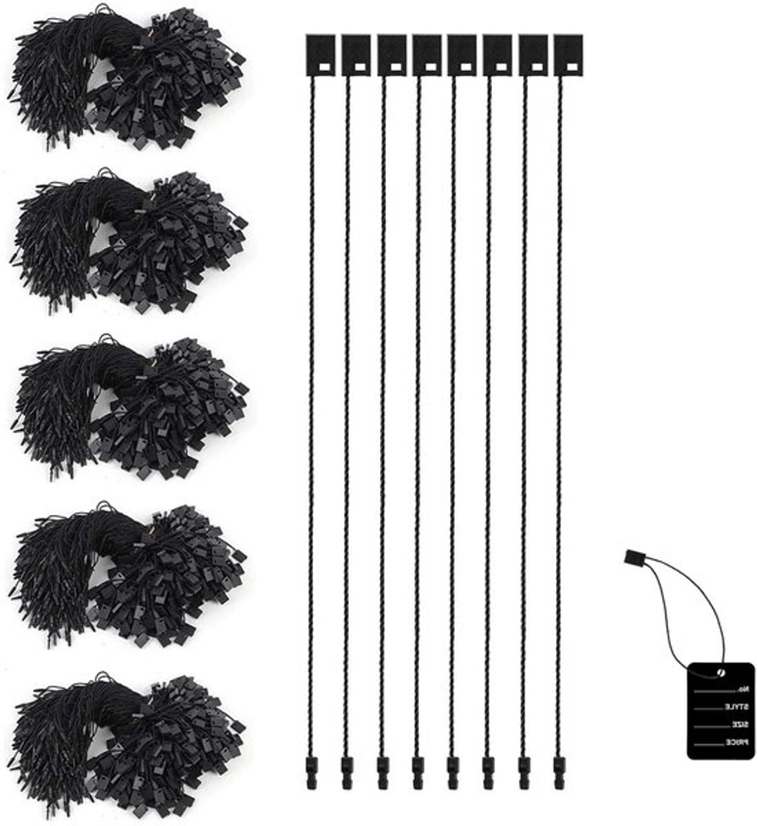 Kledinghangers - 1000 stuks - Nylon Koord - Hangtag-Ringsluitingen - Duurzaam - 18 cm lang - 0,5 mm dik - Labelhangers