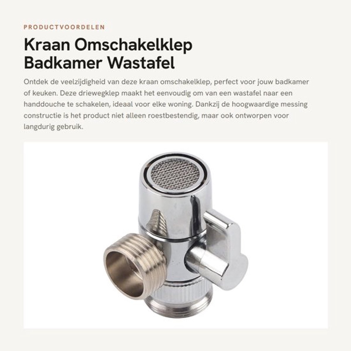 Kraan Omschakelklep - Badkamer Wastafel - Roestbestendig Messing - Handdouchekop - Flexibele Slangadapter - Geschikt voor Wasmachine en D...