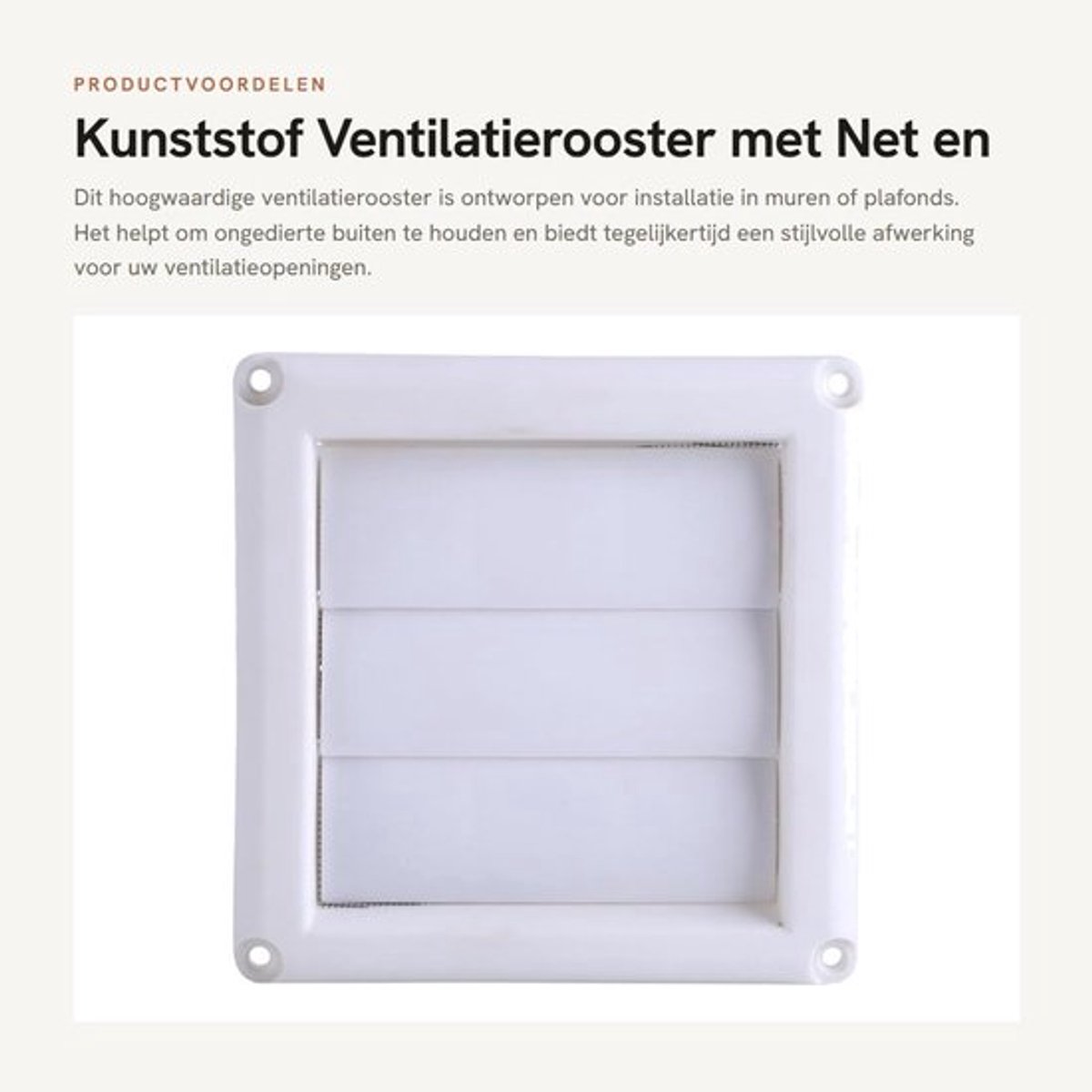 Ventilatierooster Kunststof - Ventilatierooster Afsluitbaar - Rooster voor Muurdoorvoer - Luchtcirculatie - Ongediertebestrijding - Decoratieve Afdekking - Luchtrooster