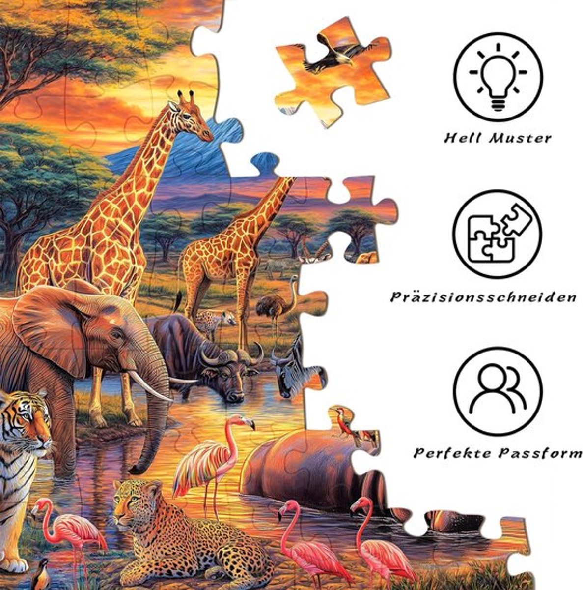 SnelShoppen - 1000-delig Puzzel met Afrikaanse Dieren - Premium Kwaliteit Puzzel voor Volwassenen en Kinderen vanaf 14 Jaar - Creatieve Vrijetijdsbest