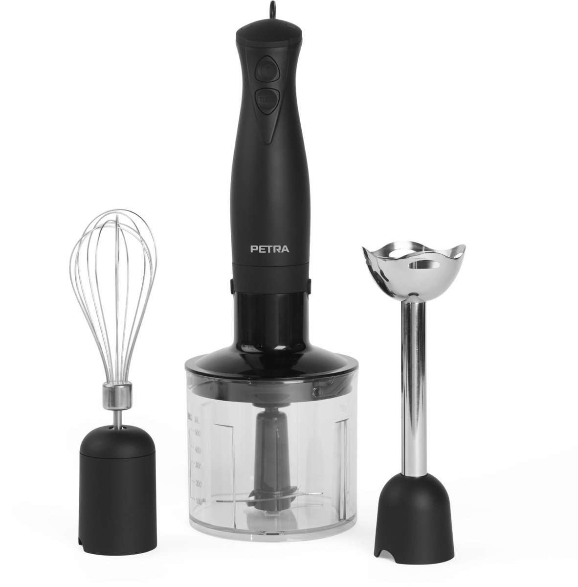 SnelShoppen - 3 In 1 Blender met Hakselaar, Klopper & Mengfunctie - BPA-vrije 700ml Beker - 500ml Hakkom - 2 Snelheden - Zwart - Keukenaccessoires voo