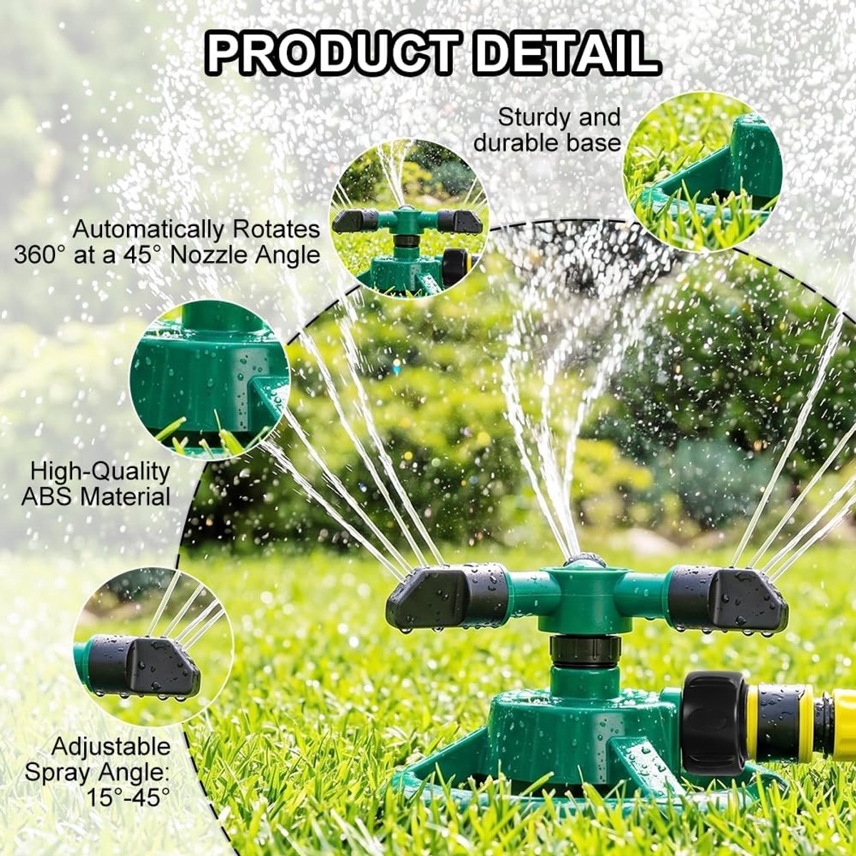 SnelShoppen - 2 Stuks Automatische Gazonsproeiers, 360 Graden Roterende Tuinsprinkler met Snelkoppeling, Perfect voor Tuin, Bloembedden en Groentebed,