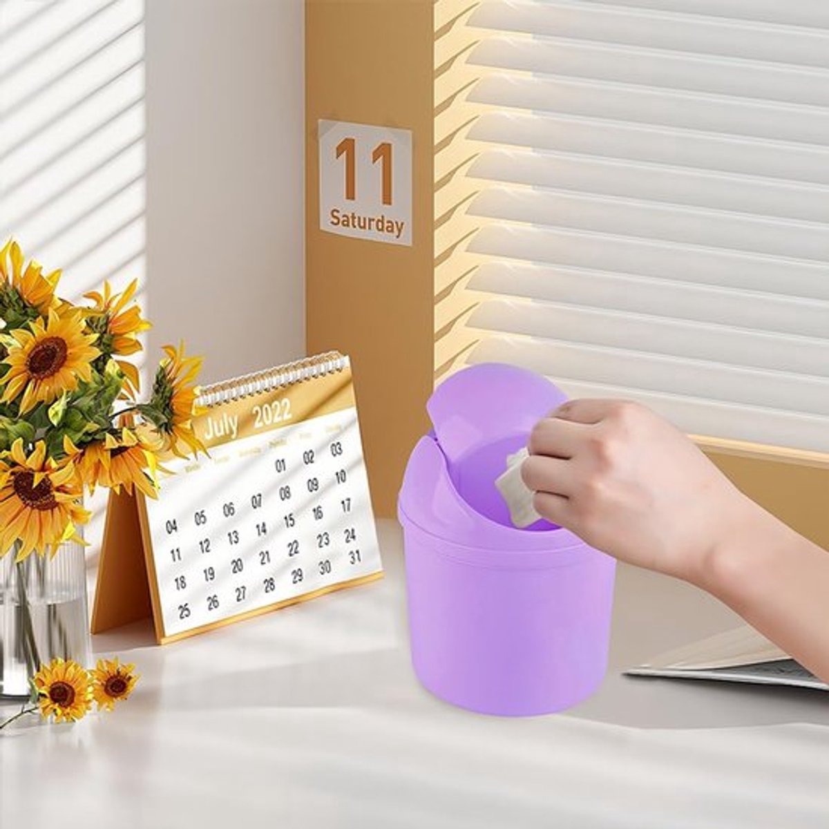 Prullenbak Mini Compact - Afvalbakje Aanrecht - Prullenbak Met Deksel - Tafelafvalbak - Duurzaam PP Materiaal - Ruimtebesparend Design - Afvalbak