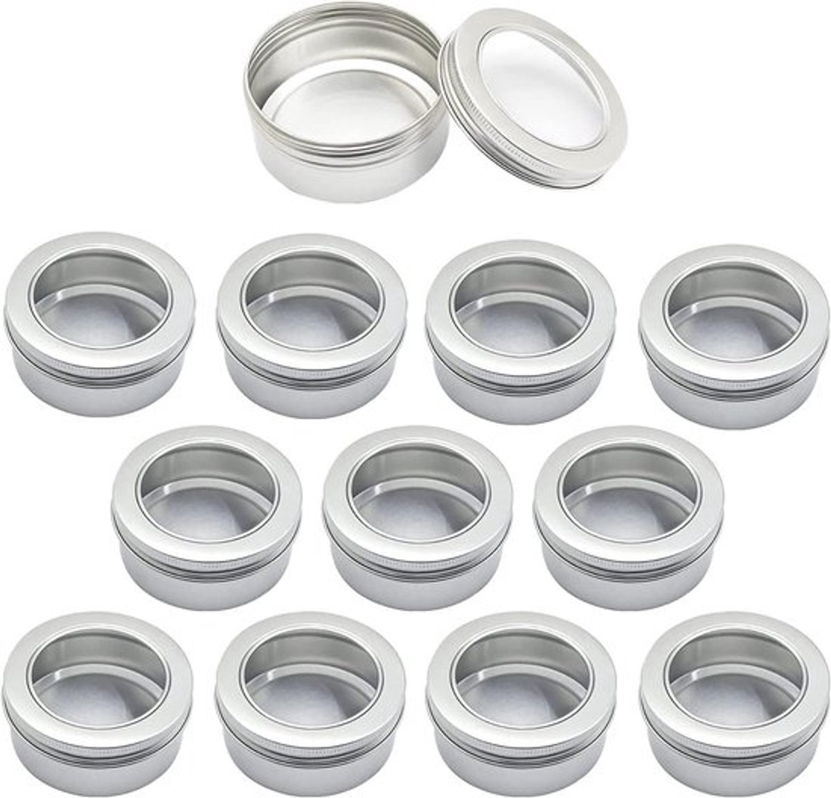 Kruidenpotjes 12 stuks 150 ml - Aluminium Rond - Metalen Schroefsluiting - Voor Snoep/Kruiden - Lege Blikjes - Lichtgewicht - Opbergblikje