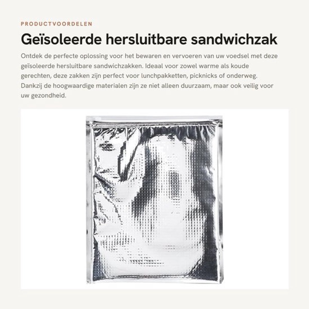 Sandwichzak Geïsoleerd - Voedselzak Aluminiumfolie - Voedselbakjes - Voedselpakket - Voedselhakker - Vochtbestendig 25x30 cm