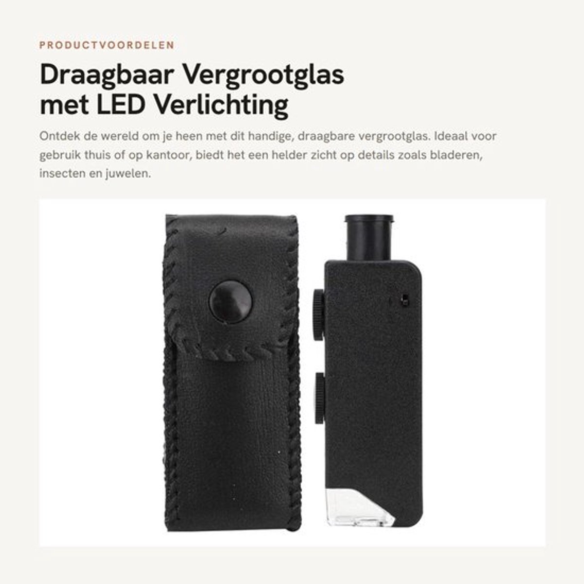 Draagbaar Vergrootglas met LED Verlichting en 60-100X Zoom