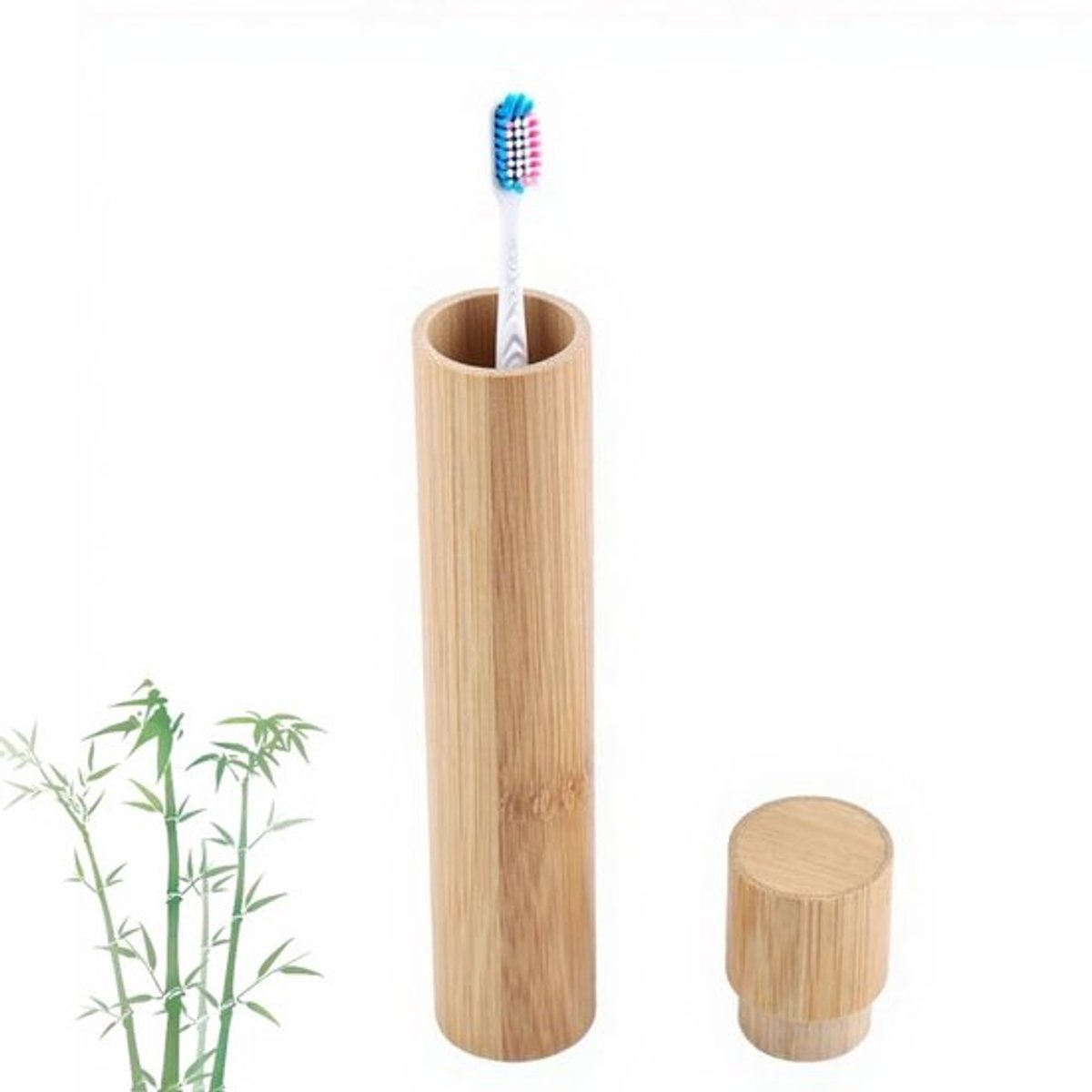 Tandenborstelhouder Bamboe - Draagbare Opzetborstelhouder - Tandenborstel Doosje - Tandenborstel Case - Eenvoudig Design - Voor Thuis/Reizen - Tandenborstelcase