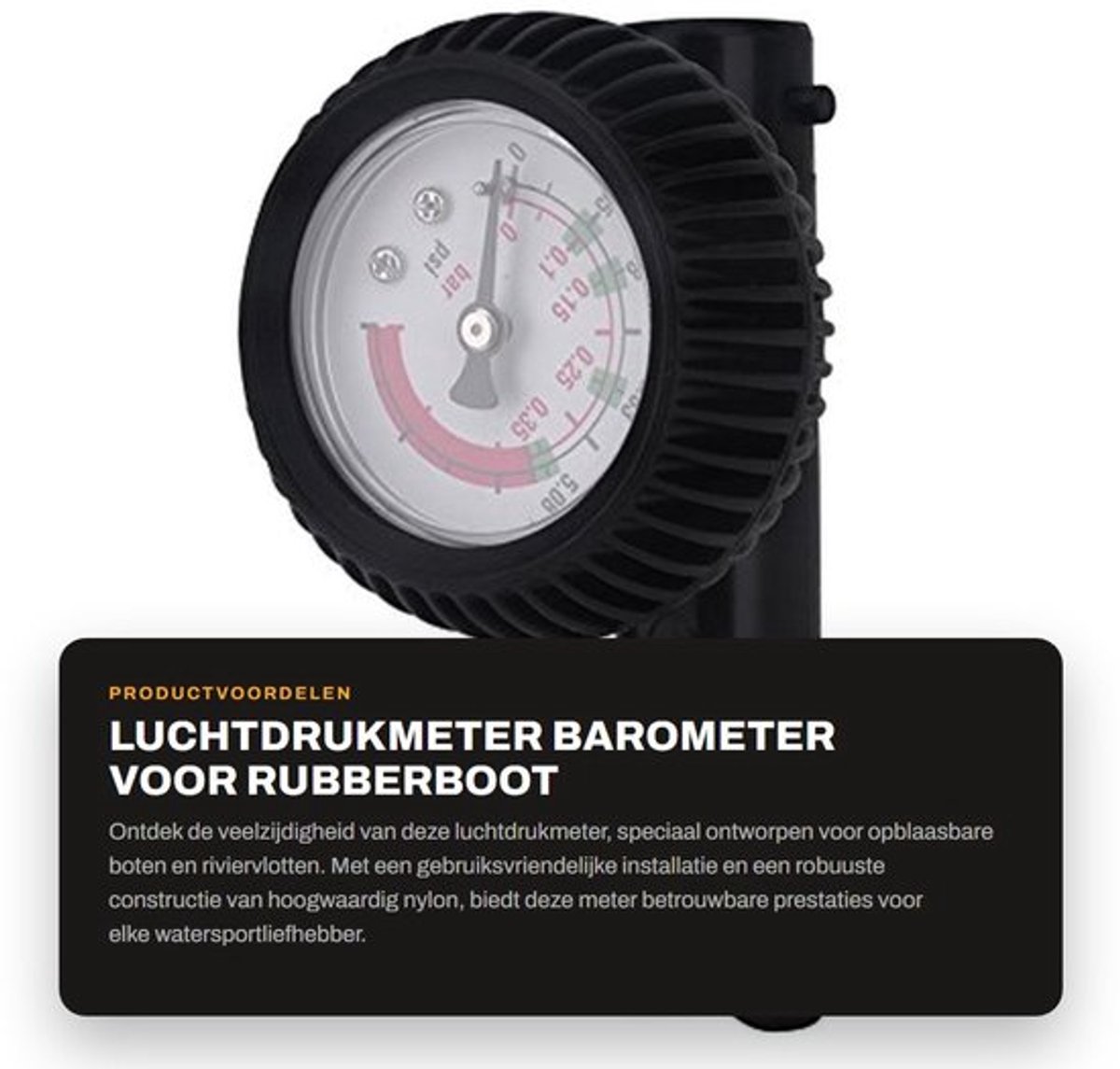 Luchtdrukmeter duurzaam - Barometer - Drukmeter - Ventieladapter - Kajak-accessoires - Geschikt voor opblaasbare boten