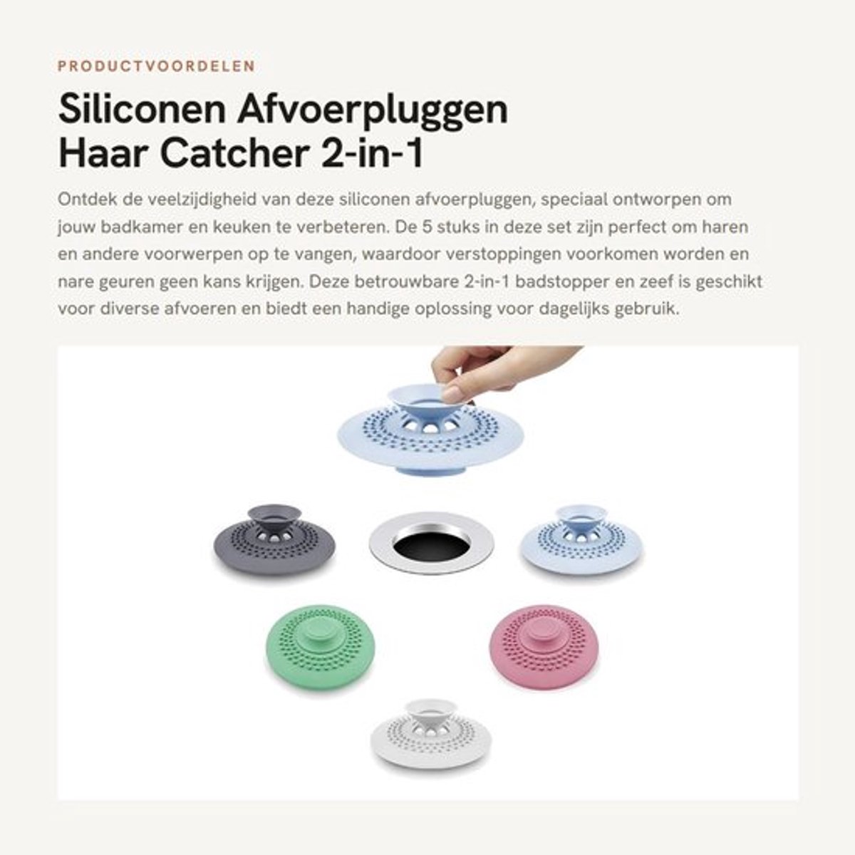 Afvoerplug 2-in-1 - Afvoerstop - Korfplug - Doucheplug - Badstopper - Eenvoudig te reinigen - Afvoerstopper